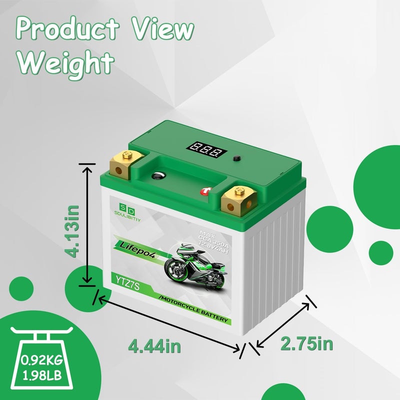 SDULIBITIY بطارية دراجة نارية ليثيوم YTZ7S YTX5L-BS LiFePO4 12V 4Ah 280-350CCA عالية الأداء، متوافقة مع ATV، UTV، PWC، Seadoo، Polaris وبطارية مولد - Image 2